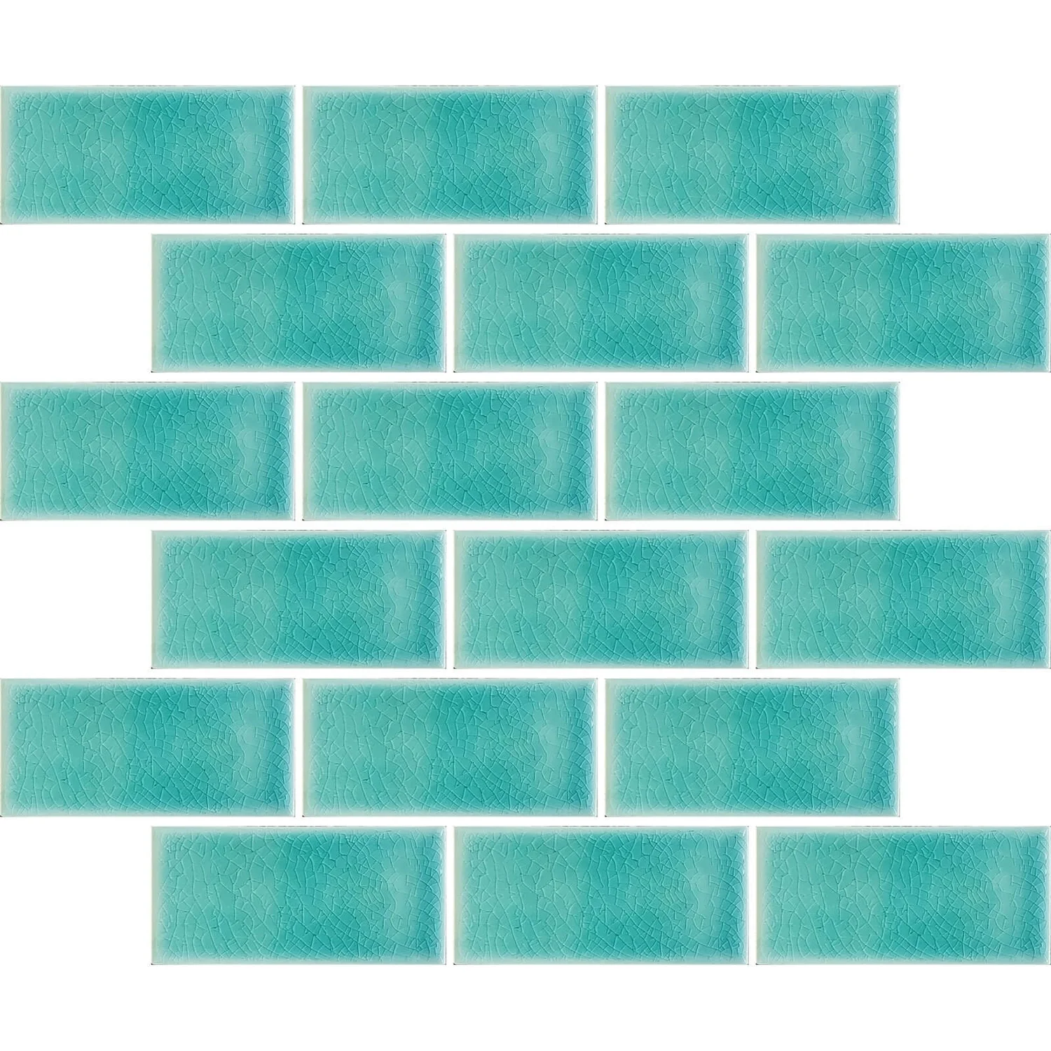 House Of Mosaics Teal Crackle Midi Metro Mosaic Tile - 295 X 288mm 2 House Of Mosaics Teal Crackle Midi Metro Mosaic Tile - 295 X 288mm - Image 2