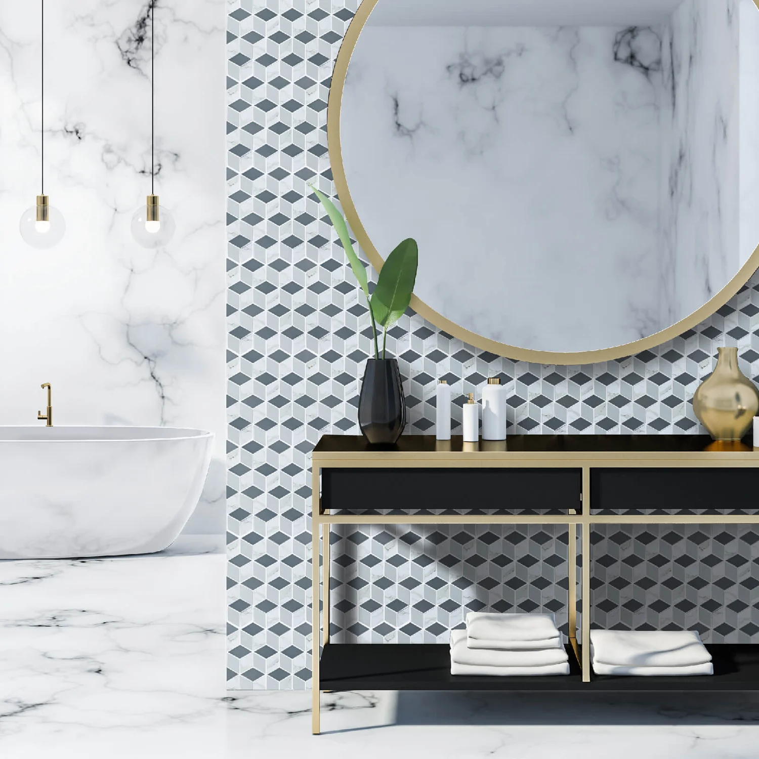 House Of Mosaics Geo Grey Hex Mosaic Tile Sheet 2 House Of Mosaics Geo Grey Hex Mosaic Tile Sheet - Image 2