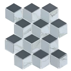 House Of Mosaics Geo Grey Hex Mosaic Tile Sheet