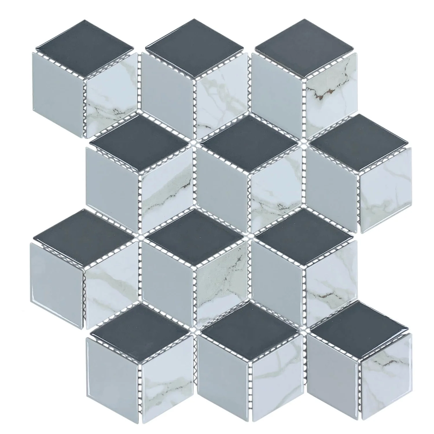 House Of Mosaics Geo Grey Hex Mosaic Tile Sheet 1 House Of Mosaics Geo Grey Hex Mosaic Tile Sheet