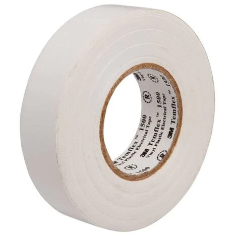 3M Temflex Vinyl Electrical Tape 1500, White, 19 Mm X 25 M 1 3M Temflex Vinyl Electrical Tape 1500, White, 19 Mm X 25 M
