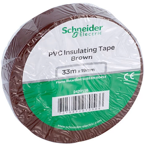 Schneider Electric 2420116 PVC Tape 19mm X 33m Brown 1 Schneider Electric 2420116 PVC Tape 19mm X 33m Brown