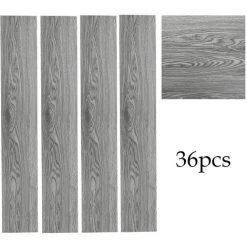 Livingandhome Set Of 36 Planks PVC Self-stick Waterproof Floor Flooring Plank, Light Grey