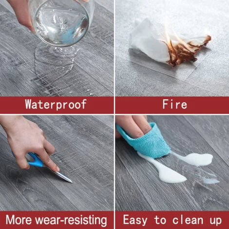 Livingandhome Set Of 36 Planks PVC Self-stick Waterproof Floor Flooring Plank, Light Grey 3 Livingandhome Set Of 36 Planks PVC Self-stick Waterproof Floor Flooring Plank, Light Grey - Image 3