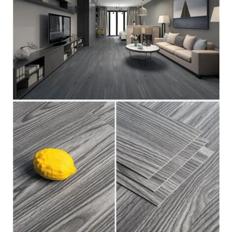 Livingandhome Set Of 36 Planks PVC Self-stick Waterproof Floor Flooring Plank, Light Grey 4 Livingandhome Set Of 36 Planks PVC Self-stick Waterproof Floor Flooring Plank, Light Grey - Image 4