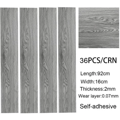 Livingandhome Set Of 36 Planks PVC Self-stick Waterproof Floor Flooring Plank, Light Grey 5 Livingandhome Set Of 36 Planks PVC Self-stick Waterproof Floor Flooring Plank, Light Grey - Image 5