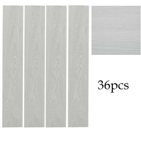Livingandhome Set Of 36 Planks PVC Self-stick Waterproof Floor Flooring Plank, White Birch Wood Grain 1 Livingandhome Set Of 36 Planks PVC Self-stick Waterproof Floor Flooring Plank, White Birch Wood Grain