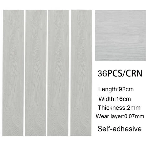 Livingandhome Set Of 36 Planks PVC Self-stick Waterproof Floor Flooring Plank, White Birch Wood Grain 4 Livingandhome Set Of 36 Planks PVC Self-stick Waterproof Floor Flooring Plank, White Birch Wood Grain - Image 4