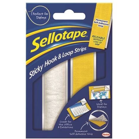 Sellotape Sticky Hook Loop Strip - SE40724 1 Sellotape Sticky Hook Loop Strip - SE40724
