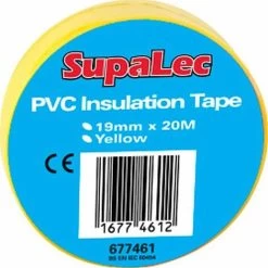 SupaLec PVC Insulation Tapes Yellow 20 Metre Pack 10 - BE38