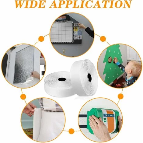Hook And Loop Strip Tape,5M Double Sided Sticky Tape,Self Adhesive Sticky Back Fastening Tape 20mm Wide - White 4 Hook And Loop Strip Tape,5M Double Sided Sticky Tape,Self Adhesive Sticky Back Fastening Tape 20mm Wide - White - Image 4