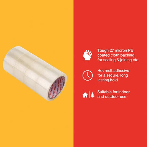 Amtech W8226 4-Pack Of Clear Packing Tape (50m X 48mm) 2 Amtech W8226 4-Pack Of Clear Packing Tape (50m X 48mm) - Image 2