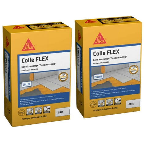 Set Of 2 SIKA SikaCeram 200 Flex Tile Adhesives - Grey - 2.5 Kg 1 Set Of 2 SIKA SikaCeram 200 Flex Tile Adhesives - Grey - 2.5 Kg