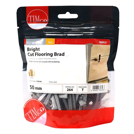 TIMco Cut Flooring Brads - Bright (50mm) 1kg Bag 1 TIMco Cut Flooring Brads - Bright (50mm) 1kg Bag