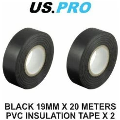 US PRO Black 19MM X 20 Meters PVC Insulation Tape X 2 9030