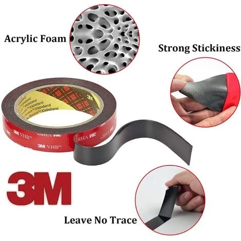 3M VHB Extra Strong Double Sided Adhesive Tape 3m X 10mm Black Waterproof High Temperature Resistance For Indoor & Outdoor, 1pcs 2 3M VHB Extra Strong Double Sided Adhesive Tape 3m X 10mm Black Waterproof High Temperature Resistance For Indoor & Outdoor, 1pcs - Image 2