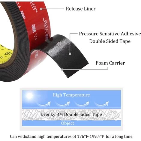 3M VHB Extra Strong Double Sided Adhesive Tape 3m X 10mm Black Waterproof High Temperature Resistance For Indoor & Outdoor, 1pcs 3 3M VHB Extra Strong Double Sided Adhesive Tape 3m X 10mm Black Waterproof High Temperature Resistance For Indoor & Outdoor, 1pcs - Image 3
