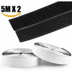 Adhesive Tapes 5M, Velcro Tape, Adhesive Tape, Pack Of 2 Black