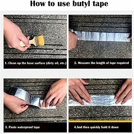 Butyl Rubber Aluminum Foil Tape, Super Waterproof Tape, For Roof Leak, Surface Crack (1mm10cm5m) 5 Butyl Rubber Aluminum Foil Tape, Super Waterproof Tape, For Roof Leak, Surface Crack (1mm10cm5m) - Image 5