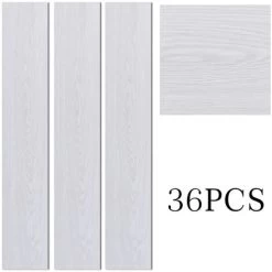 Livingandhome White Rustic Style Wood Plank PVC Laminate Flooring, 5 Square