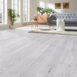 Livingandhome White Rustic Style Wood Plank PVC Laminate Flooring, 5 Square -Quality Flooring Store 76455681 3