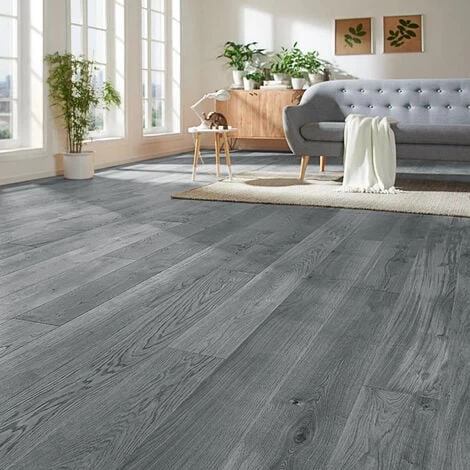 Livingandhome Grey Rustic Style Wood Plank PVC Laminate Flooring, 1 Square 3 Livingandhome Grey Rustic Style Wood Plank PVC Laminate Flooring, 1 Square - Image 3