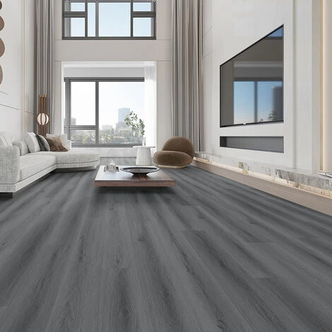Livingandhome Grey Rustic Style Wood Plank PVC Laminate Flooring, 1 Square 4 Livingandhome Grey Rustic Style Wood Plank PVC Laminate Flooring, 1 Square - Image 4