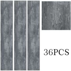 Livingandhome Dark Grey Rustic Style Wood Plank PVC Laminate Flooring, 5 Square