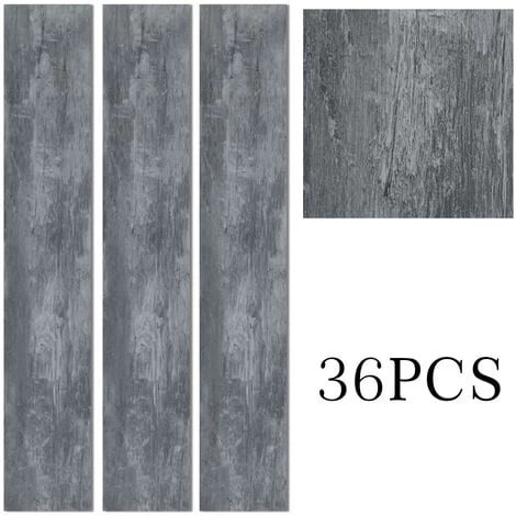 Livingandhome Dark Grey Rustic Style Wood Plank PVC Laminate Flooring, 5 Square 1 Livingandhome Dark Grey Rustic Style Wood Plank PVC Laminate Flooring, 5 Square