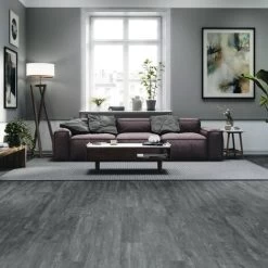 Livingandhome Dark Grey Rustic Style Wood Plank PVC Laminate Flooring, 5 Square 7 Livingandhome Dark Grey Rustic Style Wood Plank PVC Laminate Flooring, 5 Square -Quality Flooring Store 76455689 3