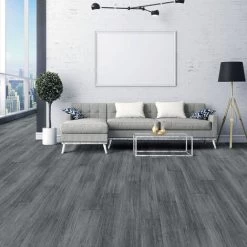 Livingandhome Dark Grey Rustic Style Wood Plank PVC Laminate Flooring, 5 Square 8 Livingandhome Dark Grey Rustic Style Wood Plank PVC Laminate Flooring, 5 Square -Quality Flooring Store 76455689 4