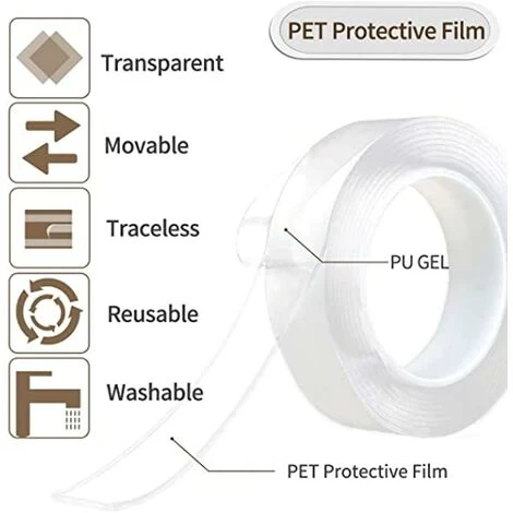 Double Sided Tape Extra Strong Nano Double Sided Adhesive Tapes Clear Removable Adhesive Strips Traceless Double Sided Washable Tape For Carpet Photo Frame Kitchen 3 Double Sided Tape Extra Strong Nano Double Sided Adhesive Tapes Clear Removable Adhesive Strips Traceless Double Sided Washable Tape For Carpet Photo Frame Kitchen - Image 3