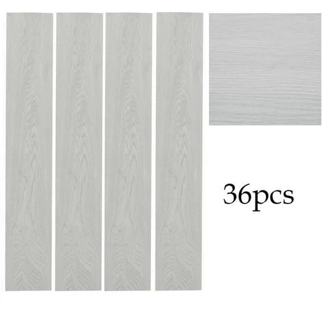 Livingandhome 36pcs Grey PVC Wooden Self Adhesive Laminate Flooring Planks 1 Livingandhome 36pcs Grey PVC Wooden Self Adhesive Laminate Flooring Planks