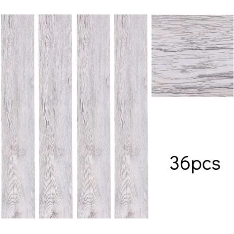 Livingandhome 36pcs Light Grey PVC Wooden Self Adhesive Laminate Flooring Planks 1 Livingandhome 36pcs Light Grey PVC Wooden Self Adhesive Laminate Flooring Planks