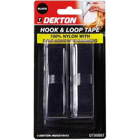 DEKTON BLACK 20MM X 1M HOOK & LOOP 100% NYLON 2 DEKTON BLACK 20MM X 1M HOOK & LOOP 100% NYLON - Image 2