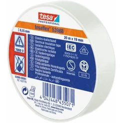 White Approved Insulating Tape 20m X 19mm 53988 Tesa [E3-47064] (E3-47064)