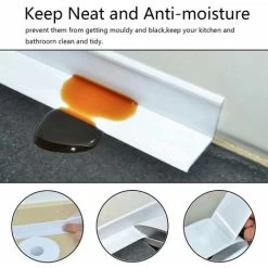 2pcs Bathroom Sealing Tape, PE Flexible Self-adhesive Tape For Decorating Kitchen (3.2m3.8CM, White) -Quality Flooring Store 90739827 4
