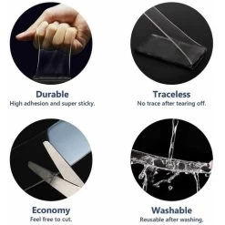 6M Double Sided Extra Strong 2 Pcs Double Sided Clear Strong Nano No Drilling Tape Reusable Multifunctional Washable Double Sided Tape For Carpets Cars (3M -Quality Flooring Store 91167836 4