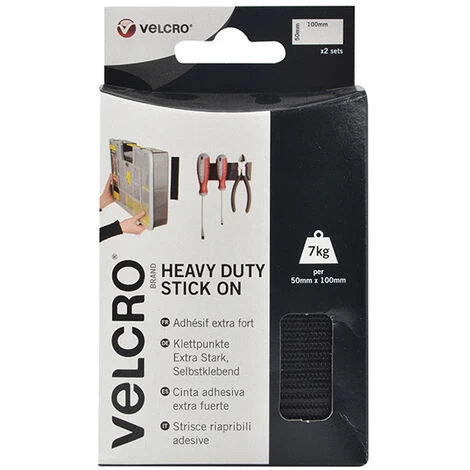 VELCRO® VELCRO Brand 60239 VELCRO Brand Heavy-Duty Stick On Strips (2) 50 X 100mm Black VEL60239 2 VELCRO® VELCRO Brand 60239 VELCRO Brand Heavy-Duty Stick On Strips (2) 50 X 100mm Black VEL60239 - Image 2