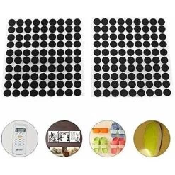 LITZEE 100 Pcs Self-adhesive Scratch Tape Round,10mm Circles With Self Adhesive Hooks And Loops(Black)