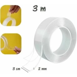 Smart Nano Tape, Reusable Nano Tape, Double Sided Clear Non-Marking, Washable And Durable For Sticky Items, 2mm X 3cm X 3m -Quality Flooring Store 98743156 3